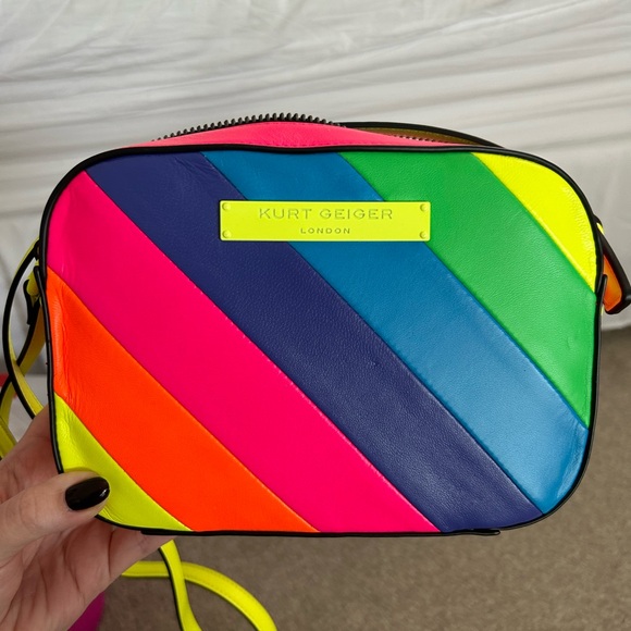 Kurt Geiger Kensington Leather neon Rainbow Camera Bag - Picture 8 of 8